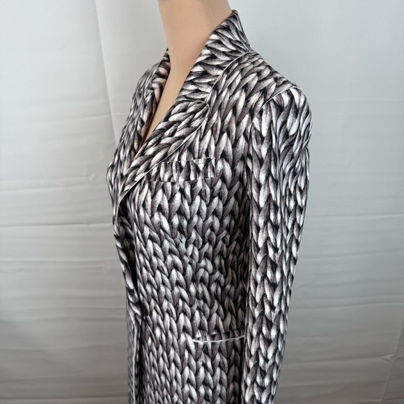 Norma Kamali XS Long Blazer Dress Knit Illusion Print Double Breasted Stretch - Picture 6 of 13
